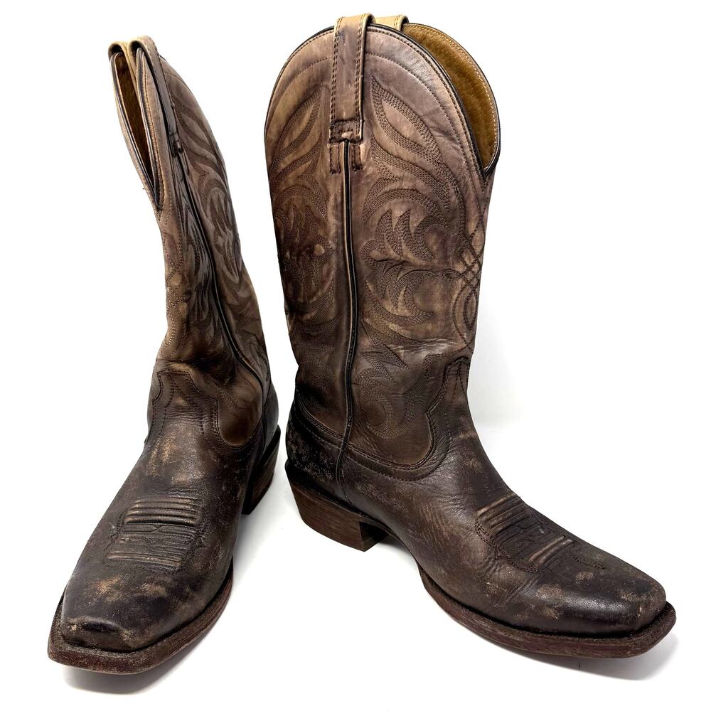 Ariat Size‎ 9.5 EE Brown Leather Cowboy Western Boots Style 10018588 Distressed